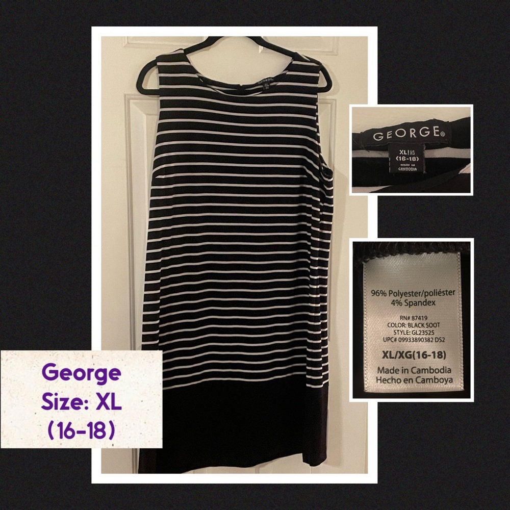 George Dress Sleeveless - Black and White Stripe- Pre-Owned